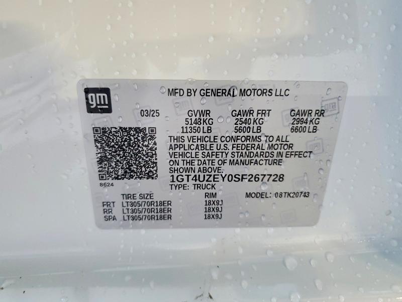 Aukcja sprzedaży 2025 Gmc Sierra, vin: 1GT4UZEY0SF267728, numer aukcji: 52184196