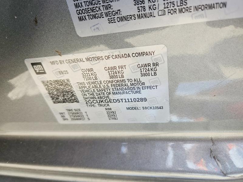 2026 Chevrolet Silverado მანქანა იყიდება აუქციონზე, vin: 2GCUKGED5T1110289, აუქციონის ნომერი: 52784316