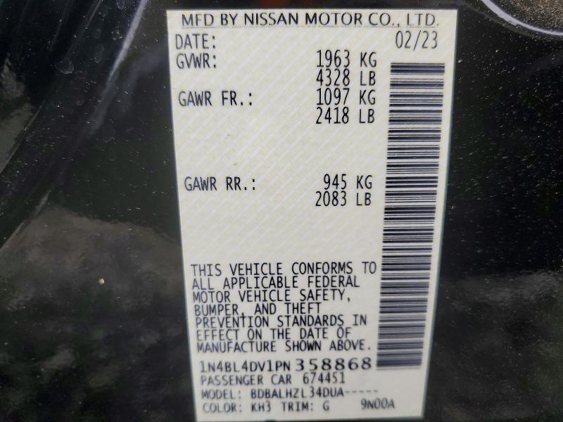 53816296 :رقم المزاد ، 1N4BL4DV1PN358868 vin ، 2023 Nissan Altima مزاد بيع