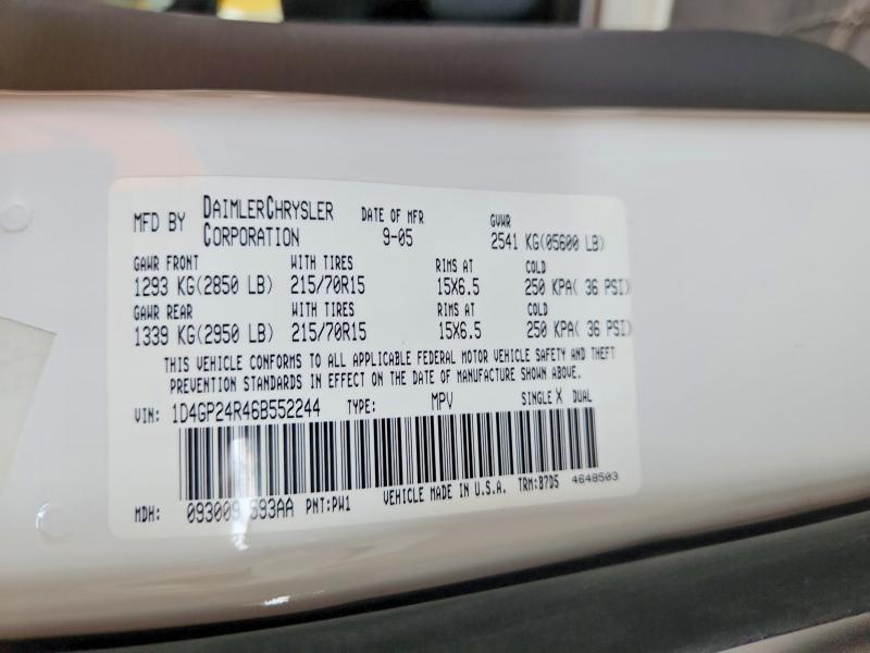 Продаж на аукціоні авто 2006 Dodge Grand Caravan, vin: 1D4GP24R46B552244, номер лоту: 53418216