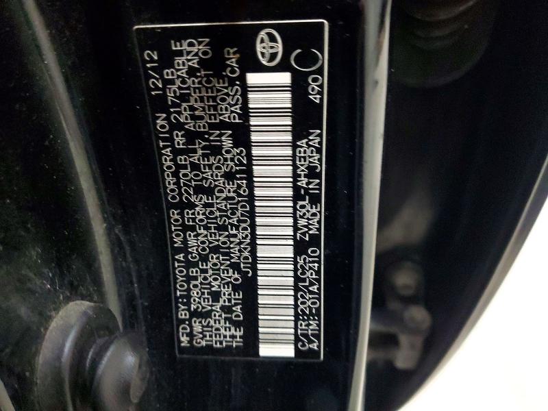 53259726 :رقم المزاد ، JTDKN3DU7D1641123 vin ، 2013 Toyota Prius مزاد بيع