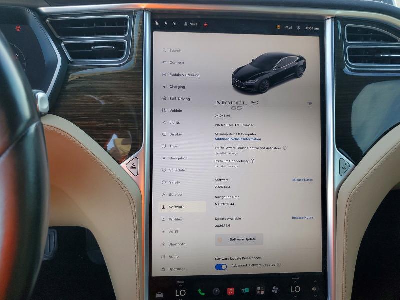 54707906 :رقم المزاد ، 5YJSA1H17EFP64297 vin ، 2014 Tesla Model S مزاد بيع