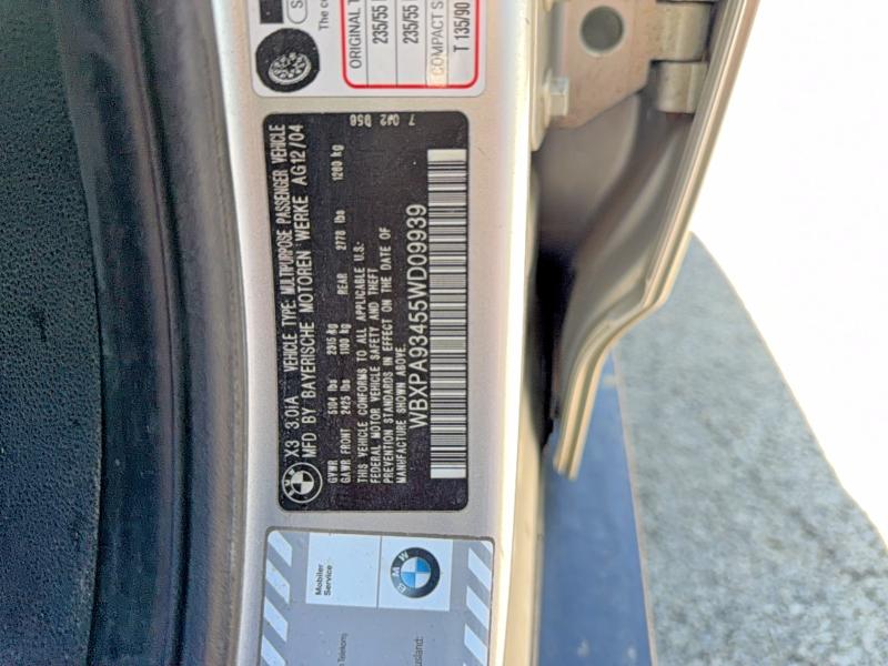 2005 Bmw X3 მანქანა იყიდება აუქციონზე, vin: WBXPA93455WD09939, აუქციონის ნომერი: 53794406