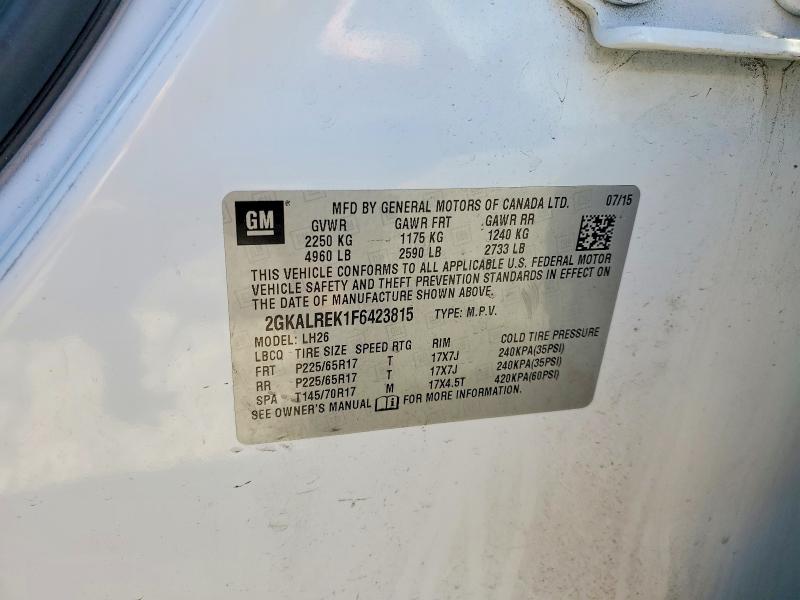 53421296 :رقم المزاد ، 2GKALREK1F6423815 vin ، 2015 Gmc Terrain مزاد بيع