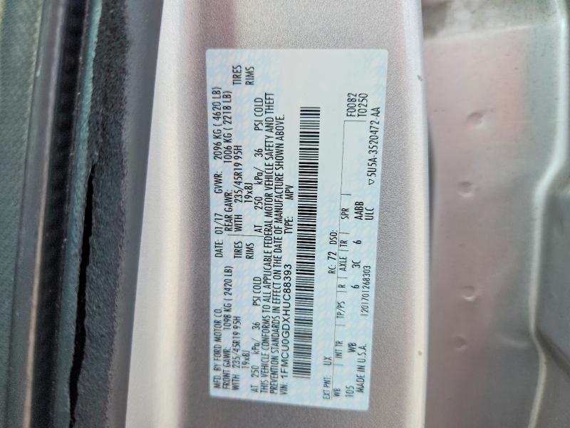 Продажа на аукционе авто 2017 Ford Escape, vin: 1FMCU0GDXHUC88393, номер лота: 55014456