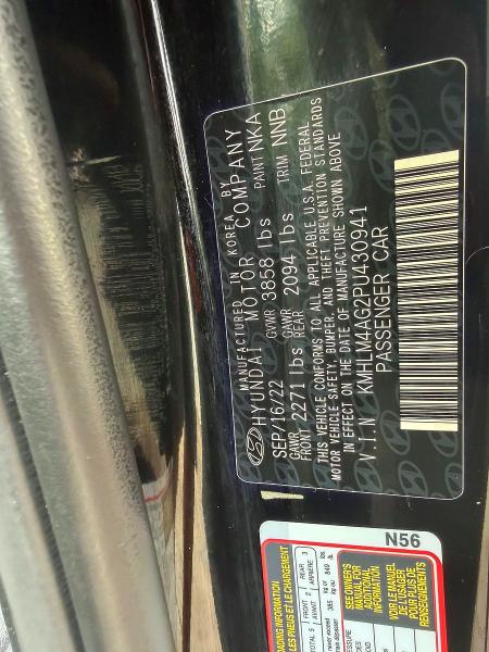 2023 Hyundai Elantra მანქანა იყიდება აუქციონზე, vin: KMHLM4AG2PU430941, აუქციონის ნომერი: 54898686