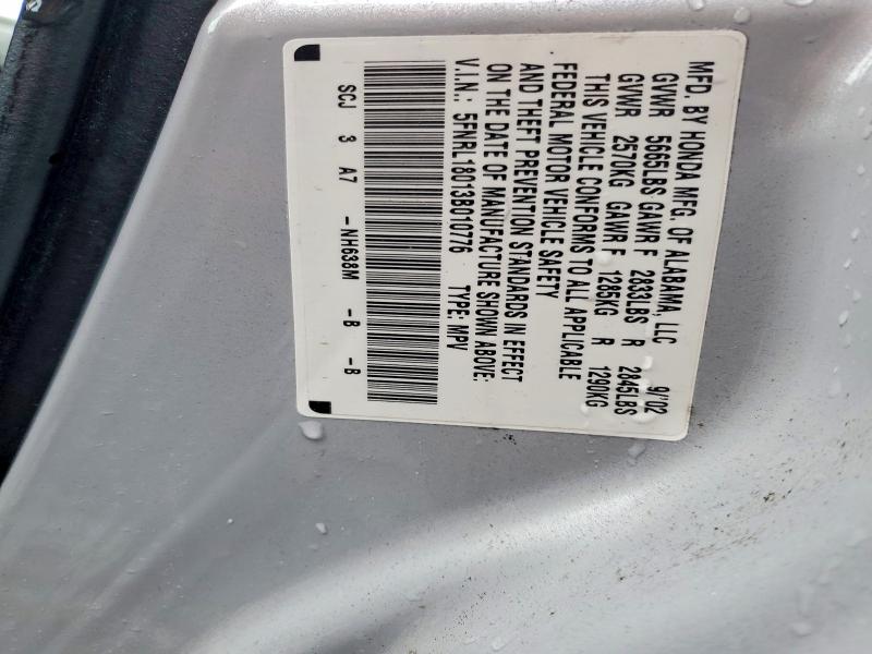 Aukcja sprzedaży 2003 Honda Odyssey, vin: 5FNRL18013B010776, numer aukcji: 53412726