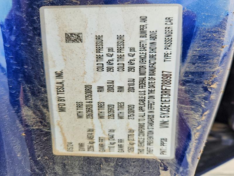 Продажа на аукционе авто 2024 Tesla Model 3, vin: 5YJ3E1ET3RF788987, номер лота: 52353926