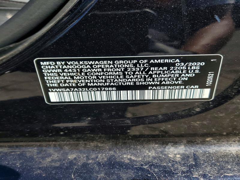Aukcja sprzedaży 2020 Volkswagen Passat, vin: 1VWSA7A32LC017986, numer aukcji: 52572486