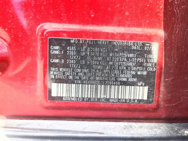 Продаж на аукціоні авто 2014 Subaru Outback, vin: 4S4BRBDC1E3286408, номер лоту: 54250356