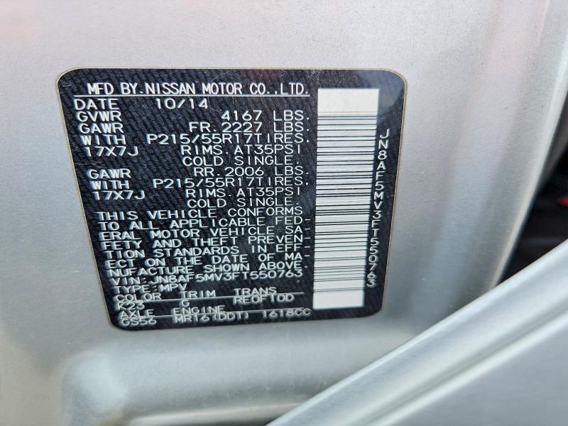 Продаж на аукціоні авто 2015 Nissan Juke, vin: JN8AF5MV3FT550763, номер лоту: 53521806