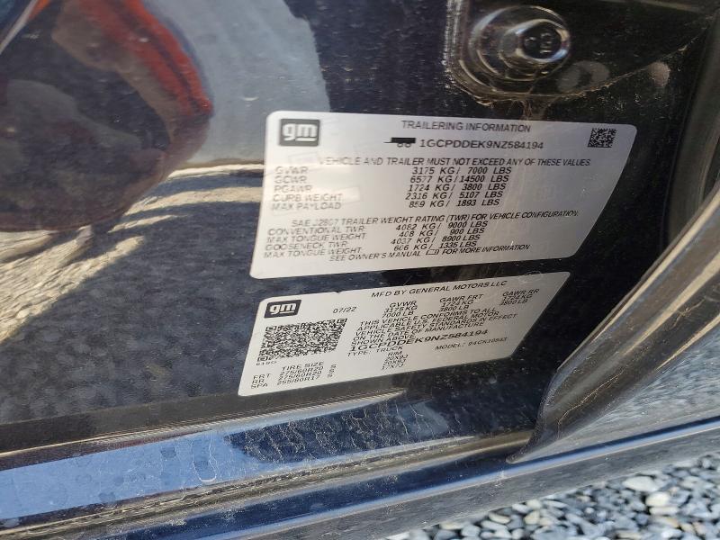 Aukcja sprzedaży 2022 Chevrolet Silverado, vin: 1GCPDDEK9NZ584194, numer aukcji: 52689476