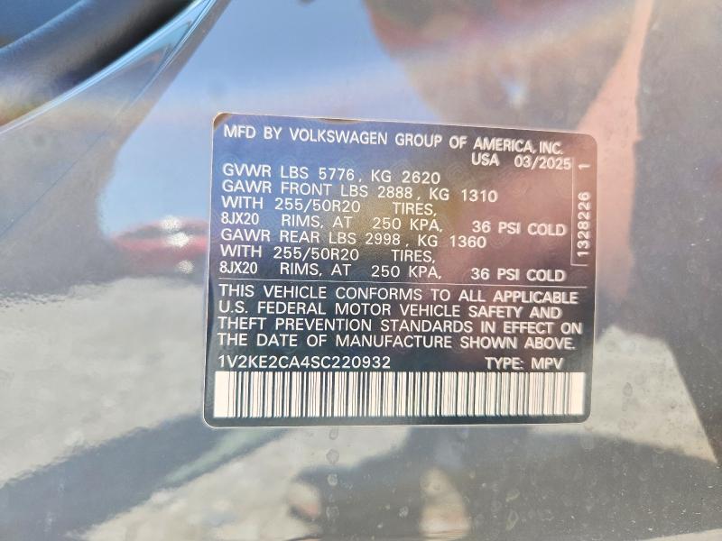 51705446 :رقم المزاد ، 1V2KE2CA4SC220932 vin ، 2025 Volkswagen Atlas Cross Sport مزاد بيع