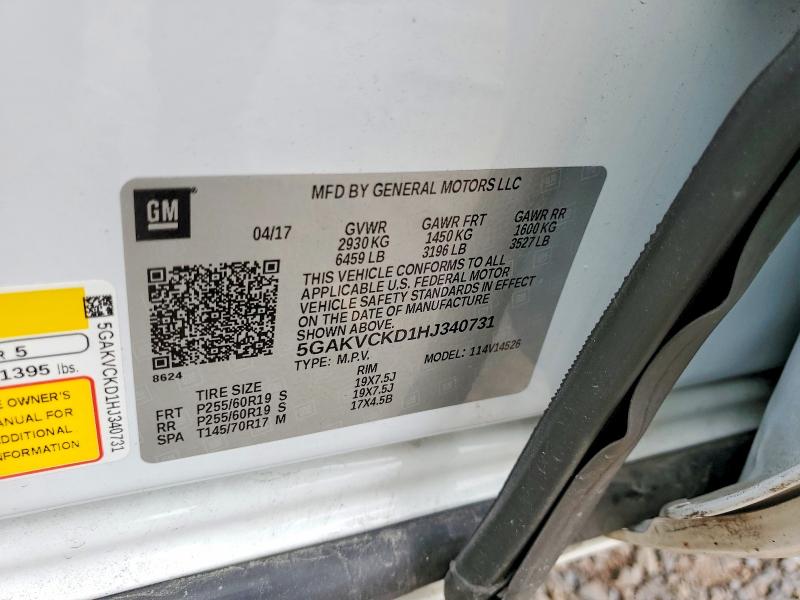 Продажа на аукционе авто 2017 Buick Enclave, vin: 5GAKVCKD1HJ340731, номер лота: 52697496