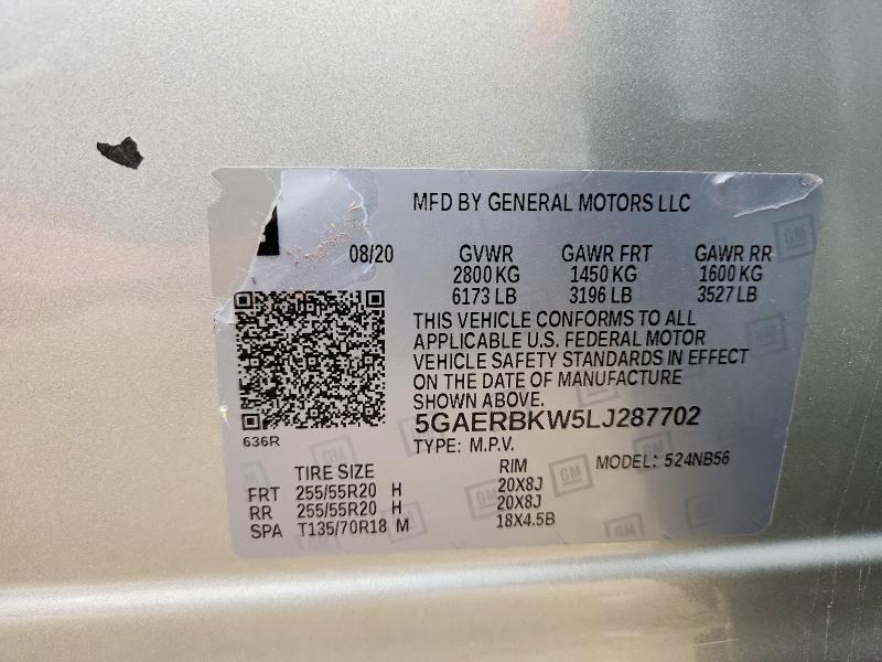 Продаж на аукціоні авто 2020 Buick Enclave, vin: 5GAERBKW5LJ287702, номер лоту: 52013486