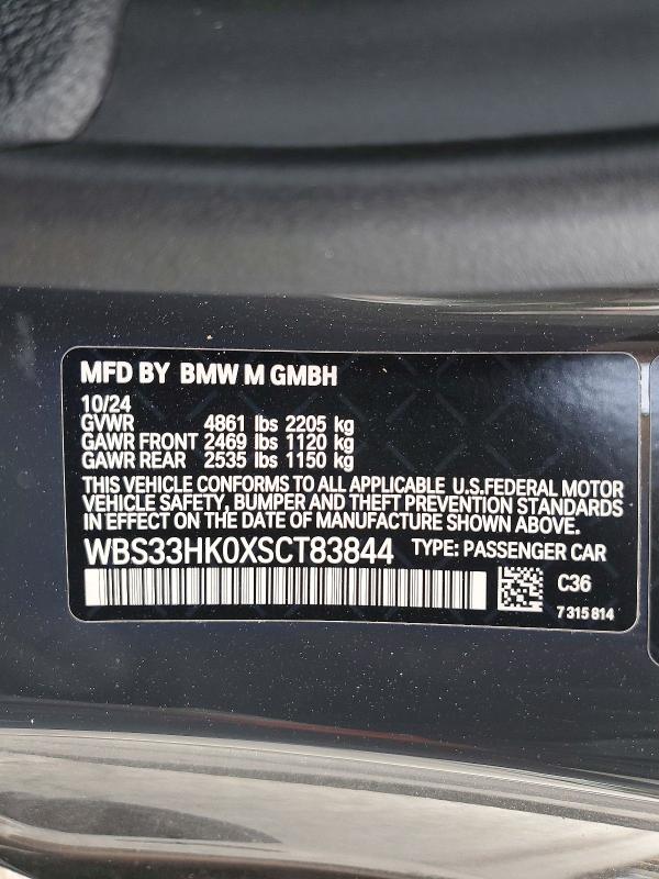 Продажа на аукционе авто 2025 Bmw M4, vin: WBS33HK0XSCT83844, номер лота: 55032376