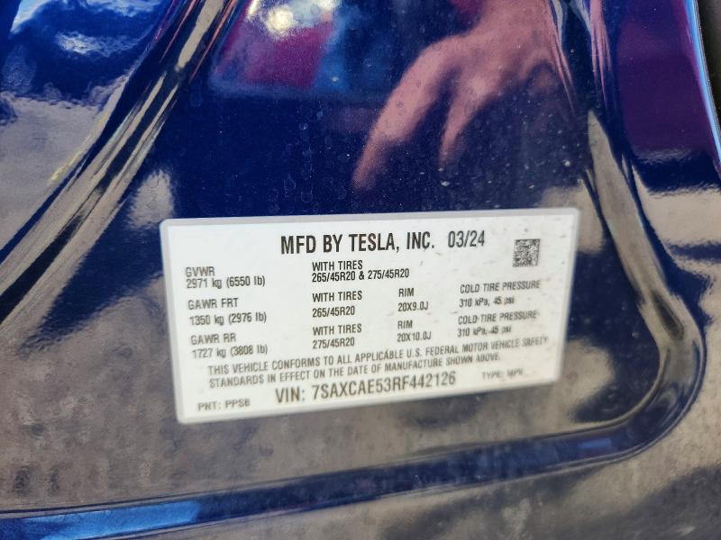 Продажа на аукционе авто 2024 Tesla Model X, vin: 7SAXCAE53RF442126, номер лота: 55010956