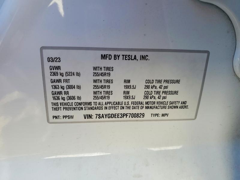52694446 :رقم المزاد ، 7SAYGDEE3PF700829 vin ، 2023 Tesla Model Y مزاد بيع