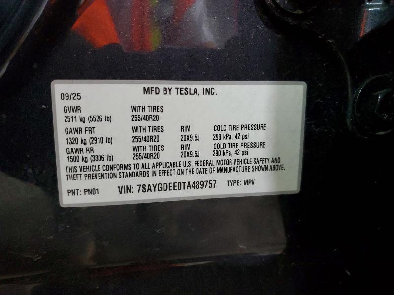 54155726 :رقم المزاد ، 7SAYGDEE0TA489757 vin ، 2026 Tesla Model Y مزاد بيع