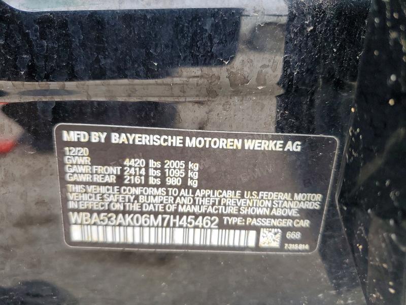 2021 Bmw 228i მანქანა იყიდება აუქციონზე, vin: WBA53AK06M7H45462, აუქციონის ნომერი: 52318496