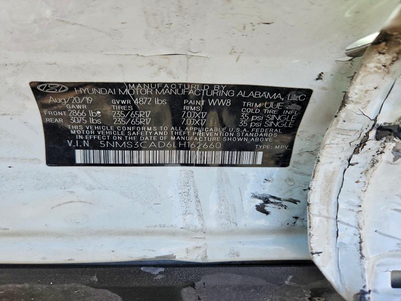 Продаж на аукціоні авто 2020 Hyundai Santa Fe, vin: 5NMS3CAD6LH162660, номер лоту: 52643556