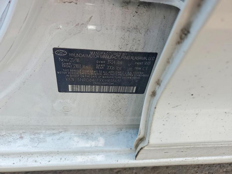 54254736 :رقم المزاد ، 5NPD84LFXKH438631 vin ، 2019 Hyundai Elantra مزاد بيع