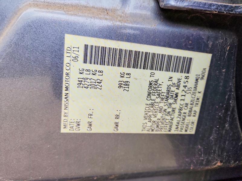 Продажа на аукционе авто 2012 Nissan Altima, vin: 1N4AL2AP8CC112458, номер лота: 54295706