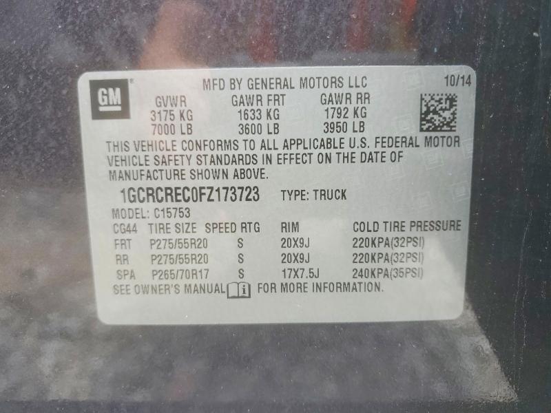 54755256 :رقم المزاد ، 1GCRCREC0FZ173723 vin ، 2015 Chevrolet Silverado مزاد بيع