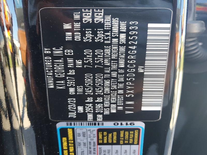 2024 Kia Telluride მანქანა იყიდება აუქციონზე, vin: 5XYP5DGC6RG425933, აუქციონის ნომერი: 51909466