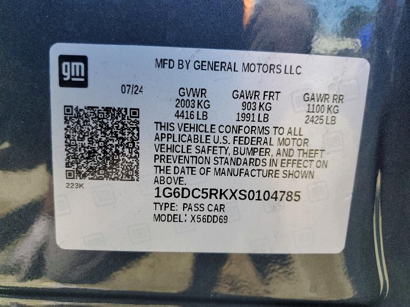55109886 :رقم المزاد ، 1G6DC5RKXS0104785 vin ، 2025 Cadillac Ct4 مزاد بيع