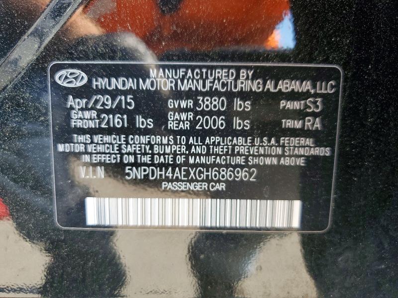 Продаж на аукціоні авто 2016 Hyundai Elantra, vin: 5NPDH4AEXGH686962, номер лоту: 53598336