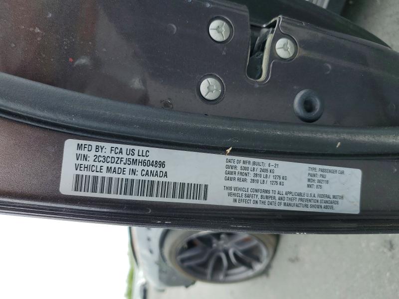 2021 Dodge Challenger მანქანა იყიდება აუქციონზე, vin: 2C3CDZFJ5MH604896, აუქციონის ნომერი: 54914256