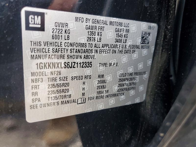 Aukcja sprzedaży 2018 Gmc Acadia, vin: 1GKKNXLS6JZ112335, numer aukcji: 55005286