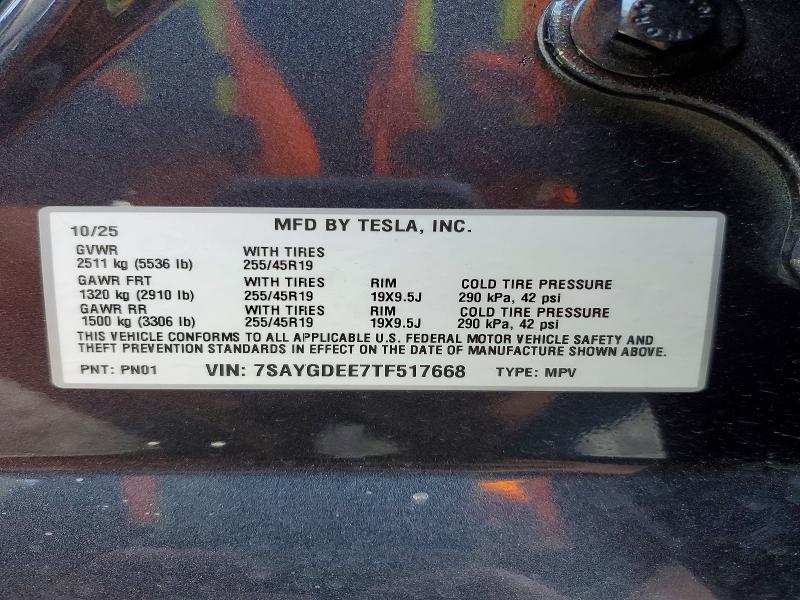 2026 Tesla Model Y მანქანა იყიდება აუქციონზე, vin: 7SAYGDEE7TF517668, აუქციონის ნომერი: 52101536