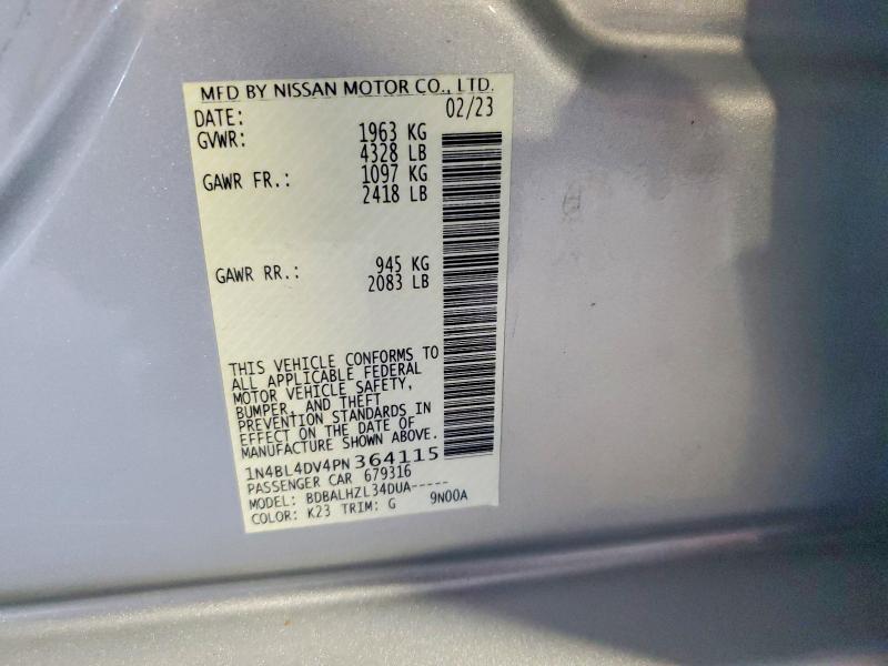 53594976 :رقم المزاد ، 1N4BL4DV4PN364115 vin ، 2023 Nissan Altima مزاد بيع
