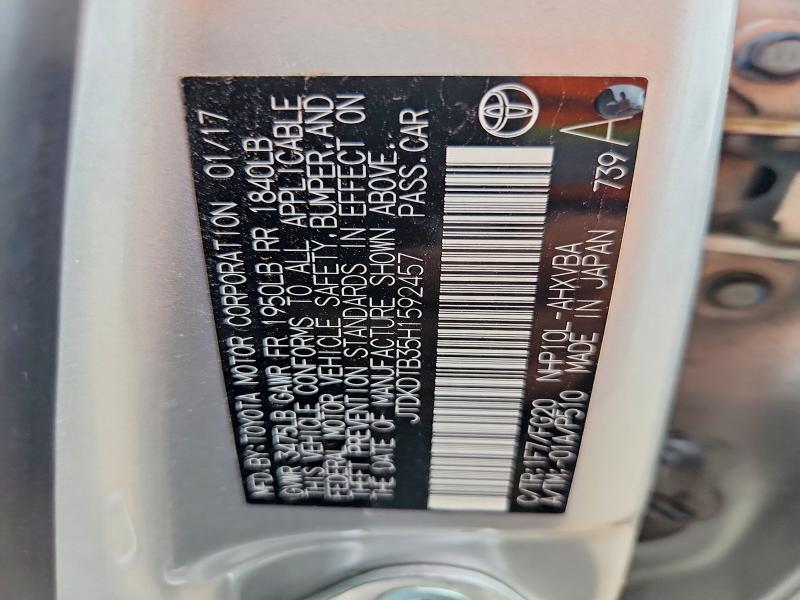 Продаж на аукціоні авто 2017 Toyota Prius C, vin: JTDKDTB35H1592457, номер лоту: 54095826