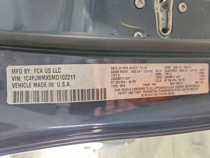 Продажа на аукционе авто 2021 Jeep Cherokee, vin: 1C4PJMMX5MD102211, номер лота: 52859106