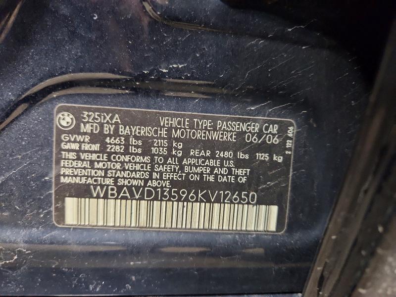 50279146 :رقم المزاد ، WBAVD13596KV12650 vin ، 2006 Bmw 325 مزاد بيع