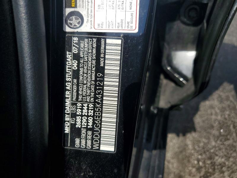 Продаж на аукціоні авто 2019 Mercedes-benz S, vin: WDDUG6EB5KA431219, номер лоту: 52397596