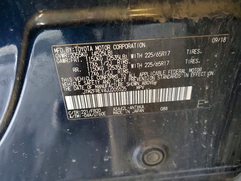 2018 Toyota Rav4 მანქანა იყიდება აუქციონზე, vin: JTMZFREV4JJ205525, აუქციონის ნომერი: 52735836