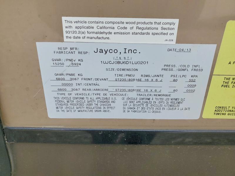 Aukcja sprzedaży 2013 Jayco Eagle, vin: 1UJCJ0BU6D1LU0201, numer aukcji: 54525286