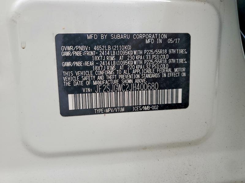 52653466 :رقم المزاد ، JF2SJGWC2JH400680 vin ، 2018 Subaru Forester مزاد بيع