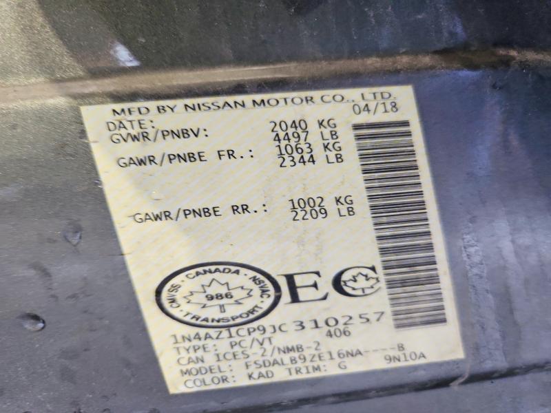 53142606 :رقم المزاد ، 1N4AZ1CP9JC310257 vin ، 2018 Nissan Leaf مزاد بيع