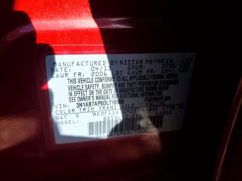 55187266 :رقم المزاد ، 3N1AB7AP6DL716500 vin ، 2013 Nissan Sentra مزاد بيع