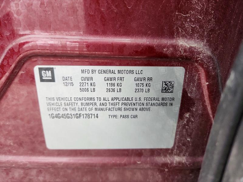 Aukcja sprzedaży 2016 Buick Lacrosse, vin: 1G4G45G31GF178714, numer aukcji: 53518406