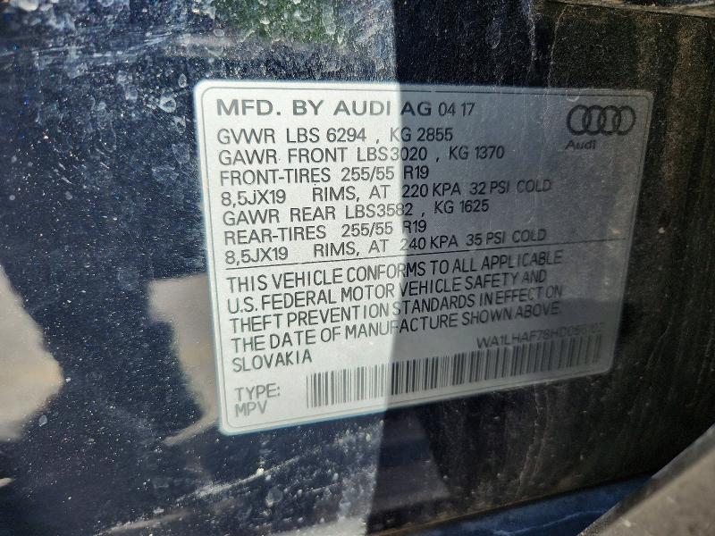 52853946 :رقم المزاد ، WA1LHAF78HD055102 vin ، 2017 Audi Q7 مزاد بيع