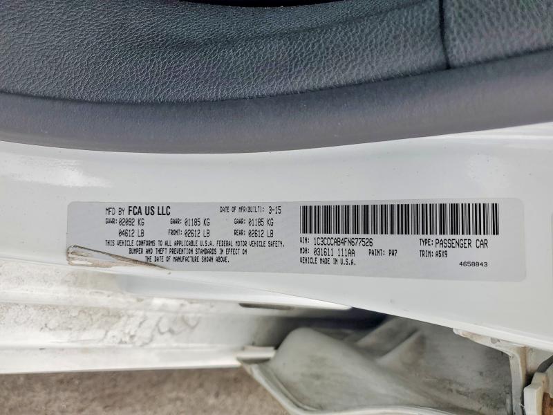Aukcja sprzedaży 2015 Chrysler 200, vin: 1C3CCCAB4FN677526, numer aukcji: 53897636