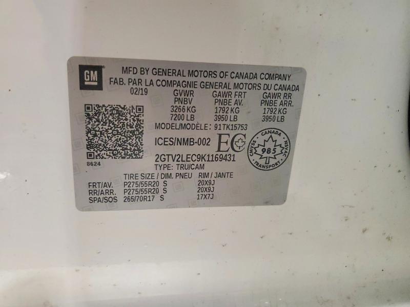 Aukcja sprzedaży 2019 Gmc Sierra Limited, vin: 2GTV2LEC9K1169431, numer aukcji: 53715486