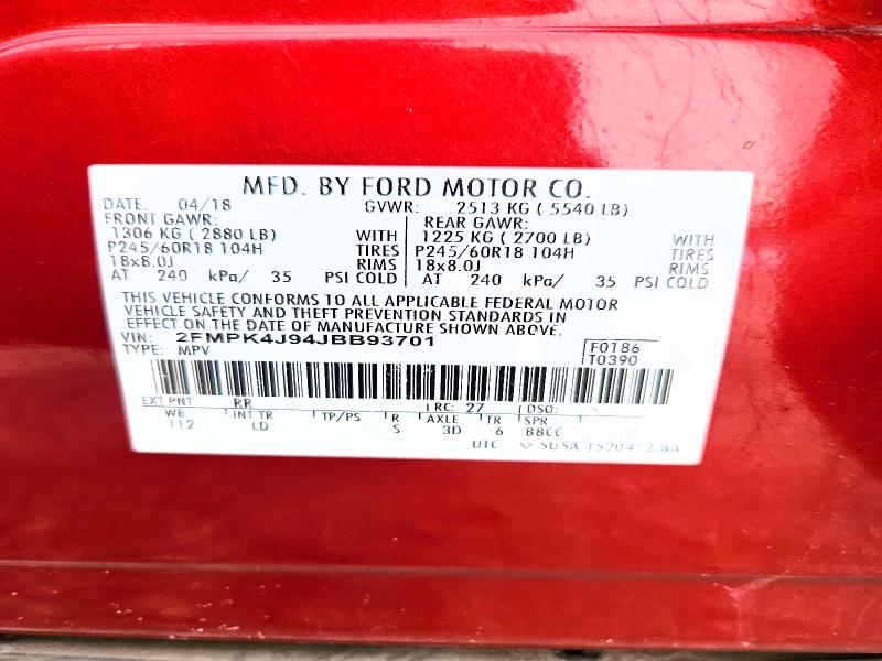 Продаж на аукціоні авто 2018 Ford Edge, vin: 2FMPK4J94JBB93701, номер лоту: 52865186