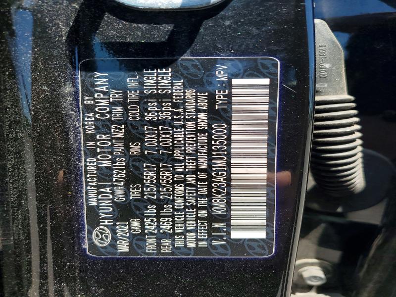 2021 Hyundai Kona მანქანა იყიდება აუქციონზე, vin: KM8K23AG1MU135000, აუქციონის ნომერი: 53874876
